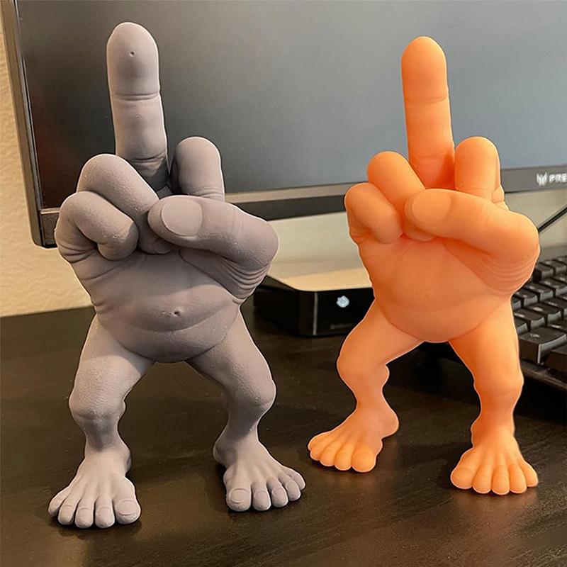 Middle Finger Figure With Legs Funny Figurine Gag Statue With Legs Hand Gesture Figurines Creative Resin Finger Sculpture
