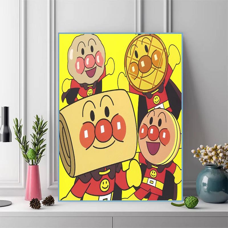 Anpanman Autumn Pattern 3pcs 100% Round Full Drill 5D DIY Diamond Painting Embroidery Cross Stitch Rhinestone Décor