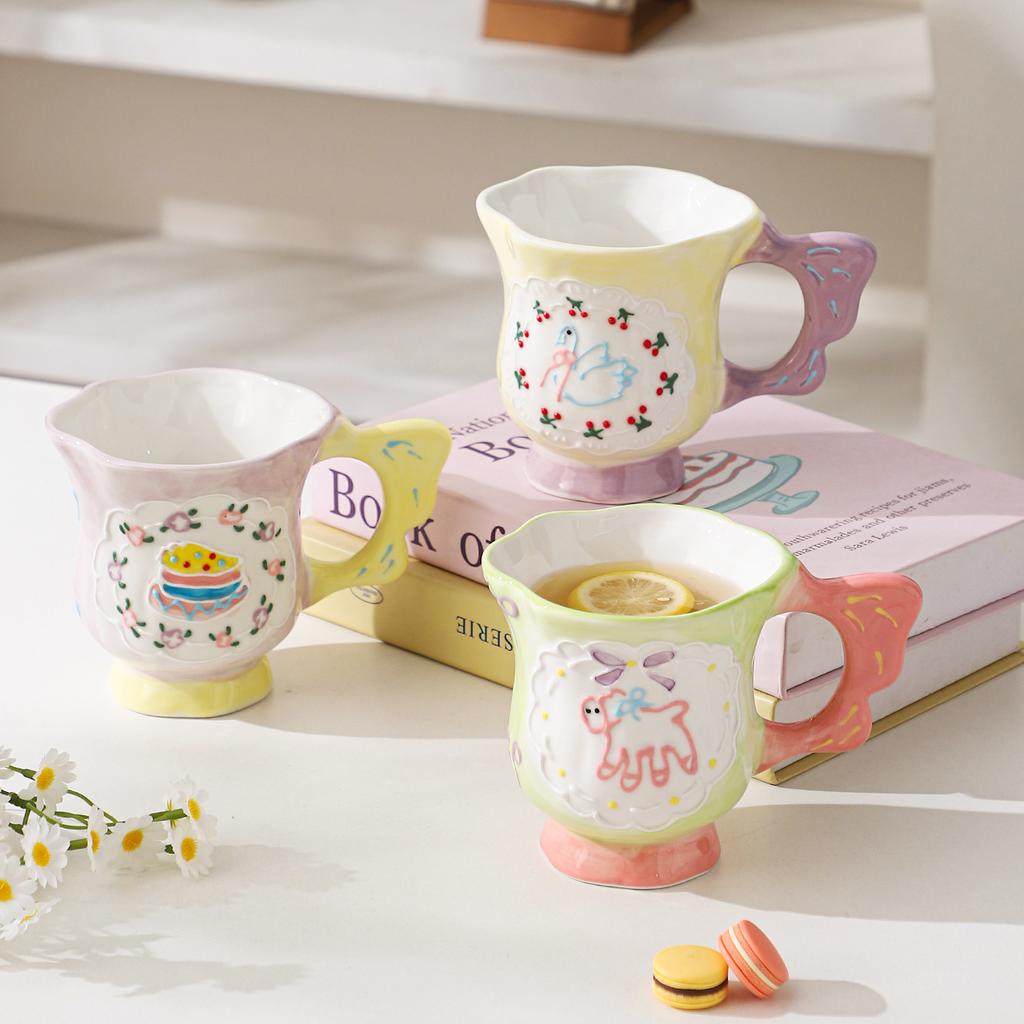 Ceramic Cup Water Cup Household Creative Mug Wind Breakfast Cup Large Capacity High Value Cute Milk Cup