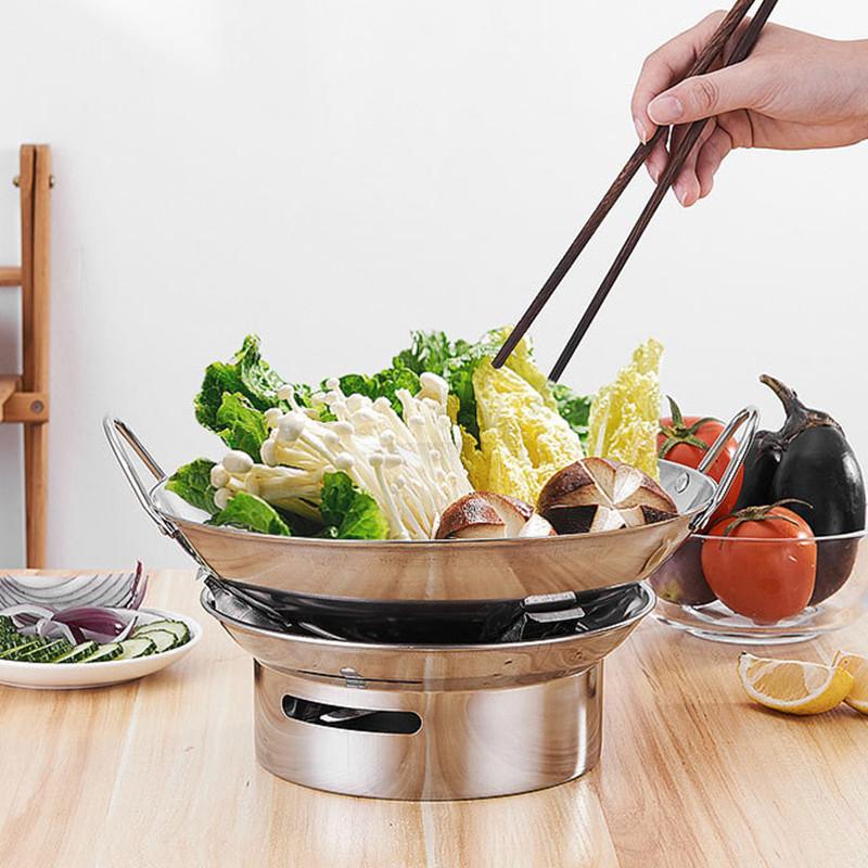1Pc Stainless Steel Honeycomb Skillet Non-Stick With Handle Scratch-Resistant Cooking Pasta Steak Porridge Ramen