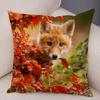Cute Wild Fox Print Pillowcase Decorative  Animal  Polyester Cushion Cover for Sofa Home Car