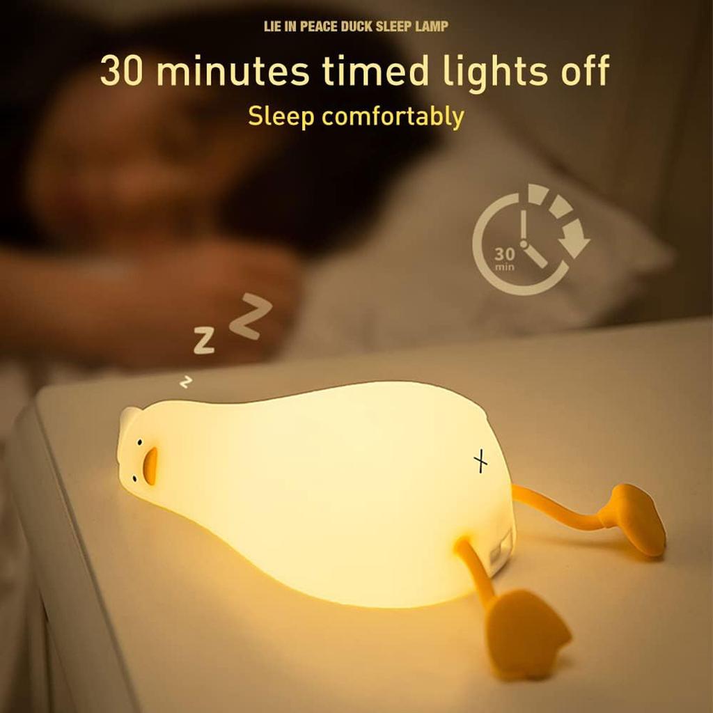 LED Lying Flat Duck Night Light, 3 Level Dimmable Nursery Nightlight,Cute Lamps Silicone Squishy Light Up Duck,Home Room Decor