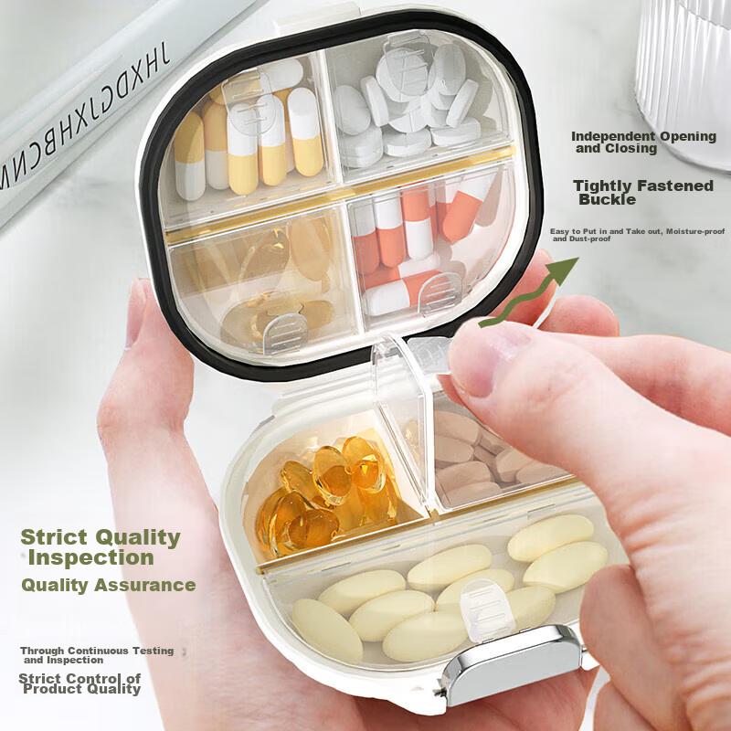 Baicaoyuan Portable Pill Organizer, Weekly Dosing Box, Seven-Day Travel Pill Dispenser, Personal Organizer, Sealed Moisture-Proof Large Capacity