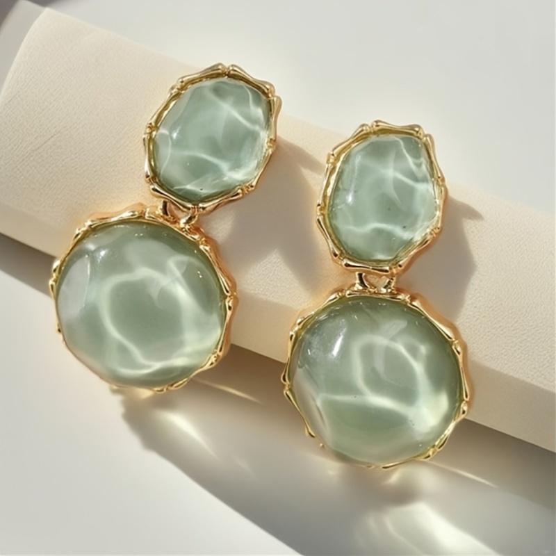 

1 Pair Bohemian Geometric Oval Resin Drop Earrings, Vintage Elegant Women Daily Casual Prom Party Jewelry, Creative Gift for Her чёрный
