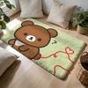 Cute Cartoon RRilakkuma Lovers Floor Mat Soft Flannel Absorbent Mat Non-Slip Rug Home Bedroom Bathroom