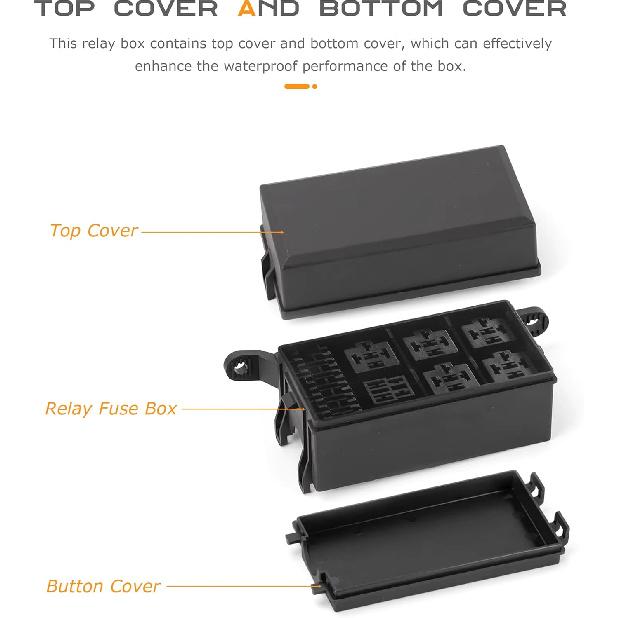 Fuse Box,12V Relay Box,Car Accessories Fuse and Relay Box,6 Way Automotive Relay Box,Waterproof Relay Box with 6 Relays and 12 Way ATC/ATO Fuses
