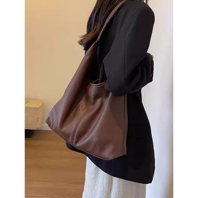 Light Luxury Textured Bag Women's Lazy Style Soft Leather Commuting Shoulder Bag Autumn and Winter Retro Large-capacity Mother and Child Tote Bag