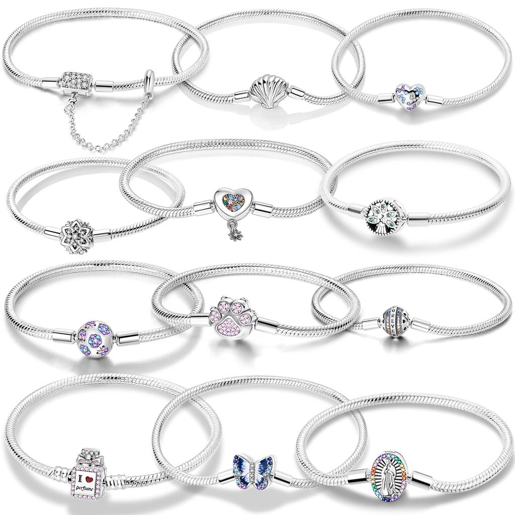 Original Heart Shell Butterfly Footprint Armband 925 Sterling Silver Fit Brand Me Charm Pärlor Mode Dam Armband Smycken