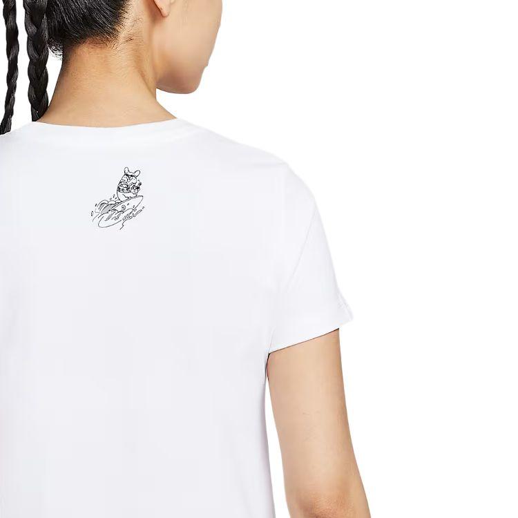 Nike Abbigliamento Sportivo Stampa Lettere Girocollo Felpa Sportiva Manica Corta T-shirt Regular Top Donna Bianco IM5974-100
