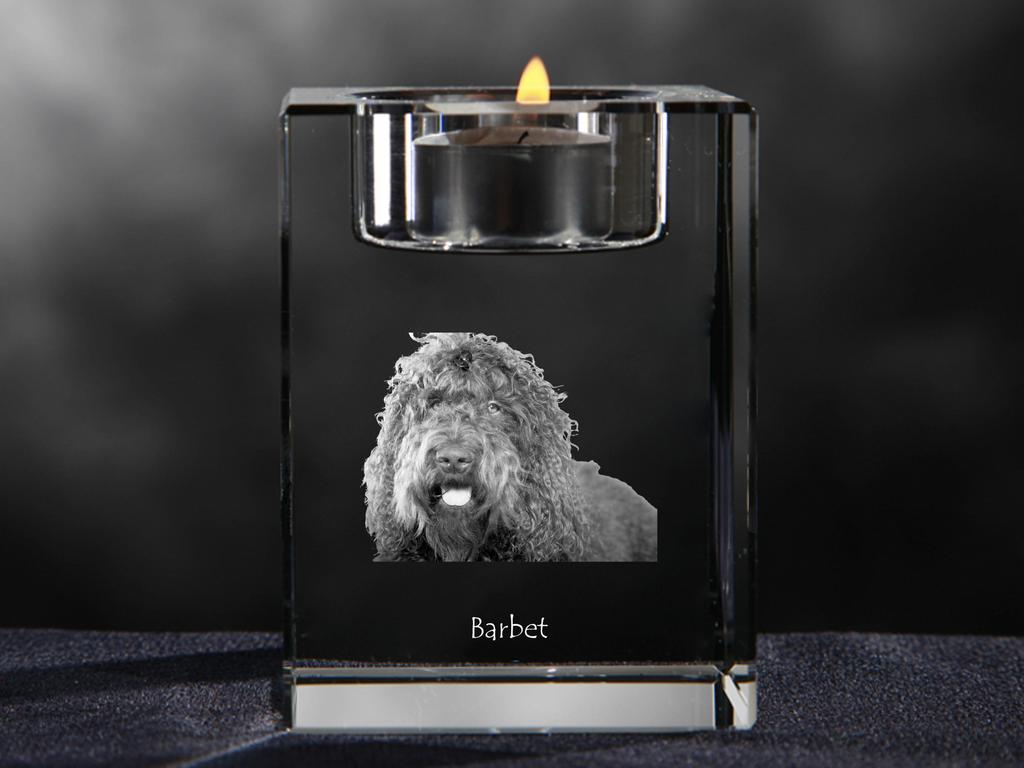 Barbet, French Water Dog – Candle holder with dog photo, crystal tealight holder | Art-Dog