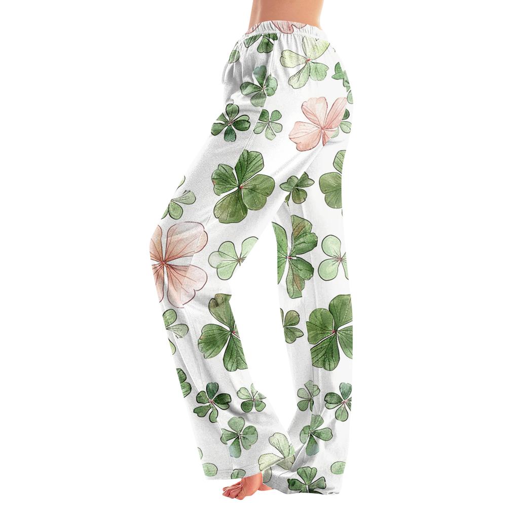 Pajama Pants Sleepwear Casual Drawstring Elastic Waist Pants Comfy Straight Yoga Loose Trousers