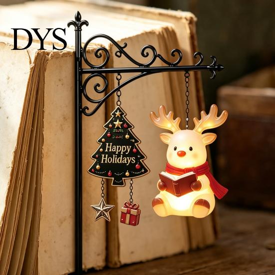 Miniature Lamp for Bookshelves Christmas Library Lantern, Mini Decorative Bookshelf Reading Lamp, Vintage Metal LED Gothic Home Accessories