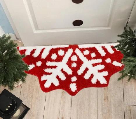 Christmas Doormat Floor Mat Xmas Tree Snowman Kitchen Rugs Gingerbread Man Non-Slip Bath Mats Doormats for Indoor