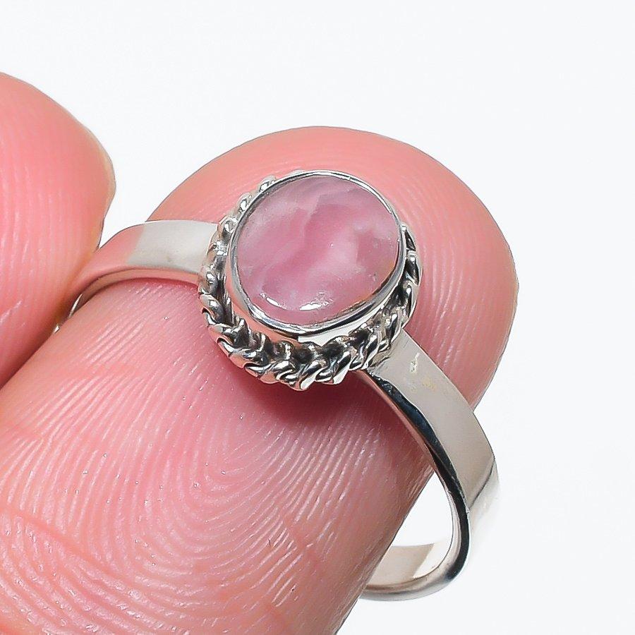 

Natural Rhodochrosite Gemstone Handmade 925 Solid Silver Jewelry Ring S.9 e7H98