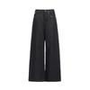 American design rivet black denim primary color straight jeans women's loose high waist thin drape wide leg pants