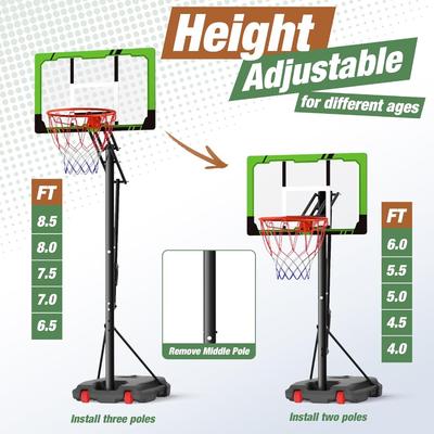 Přenosný basketbalový koš Výškově nastavitelný 4,010 stop Venkovní basketbalový systém pro mladé lidi na zahradě, příjezdové cestě, v interiéru 3