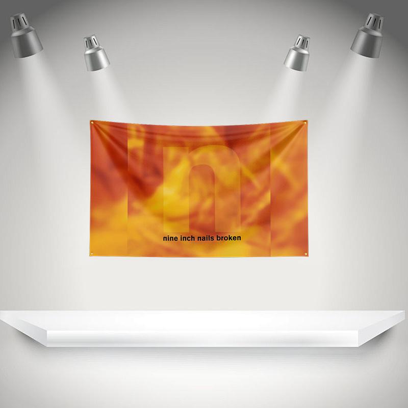 N-NIN Nine Inch Nail Flag Rock Music Band Banner with Grommet HD Printing Tapestry Exhibition Music Band Fans Garage Decor