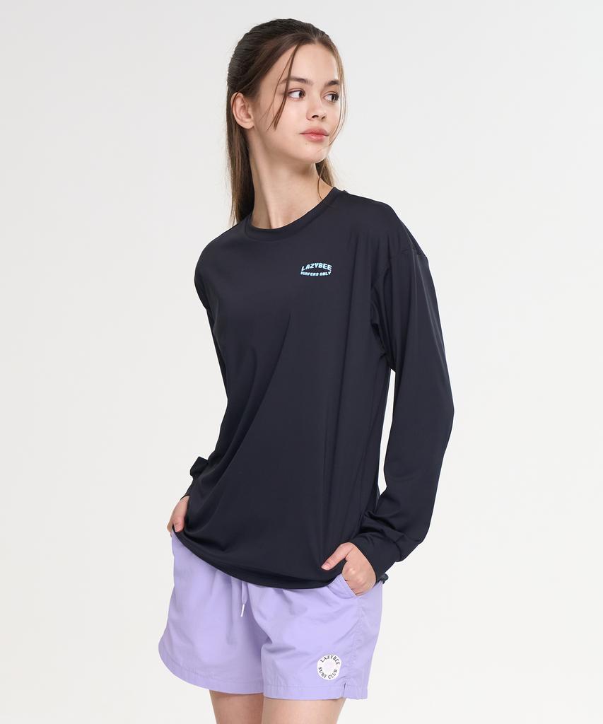 Leijibi [Set] Dry-Cooling Oversized Long Sleeve Rash Guard + Swim Shorts Set W Black