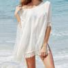 Dress, Cape, Pareo, Summer Tunic, Beach Dress, Lace, Chiffon, White, Boho