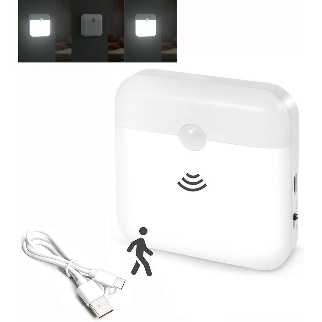 Motion Sensor Led Night Light Wireless Wall Square Usb Smart Rechargeable Magnetic 2-colors Bedroom Lights Corridor Hallway Lamp