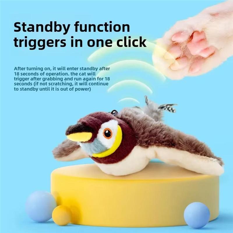 Good-Cat Interactive Electric Fluttering Sparrow Realistic Bird Movements Engaging Pet Play Accessory