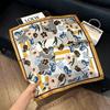 Lao Qian Feng Coffee Color Cashew Nut Silk Scarf Headscarf Versatile Neck Square Scarf Premium Sense Female Foreign Style Decorative Scarf Scarf