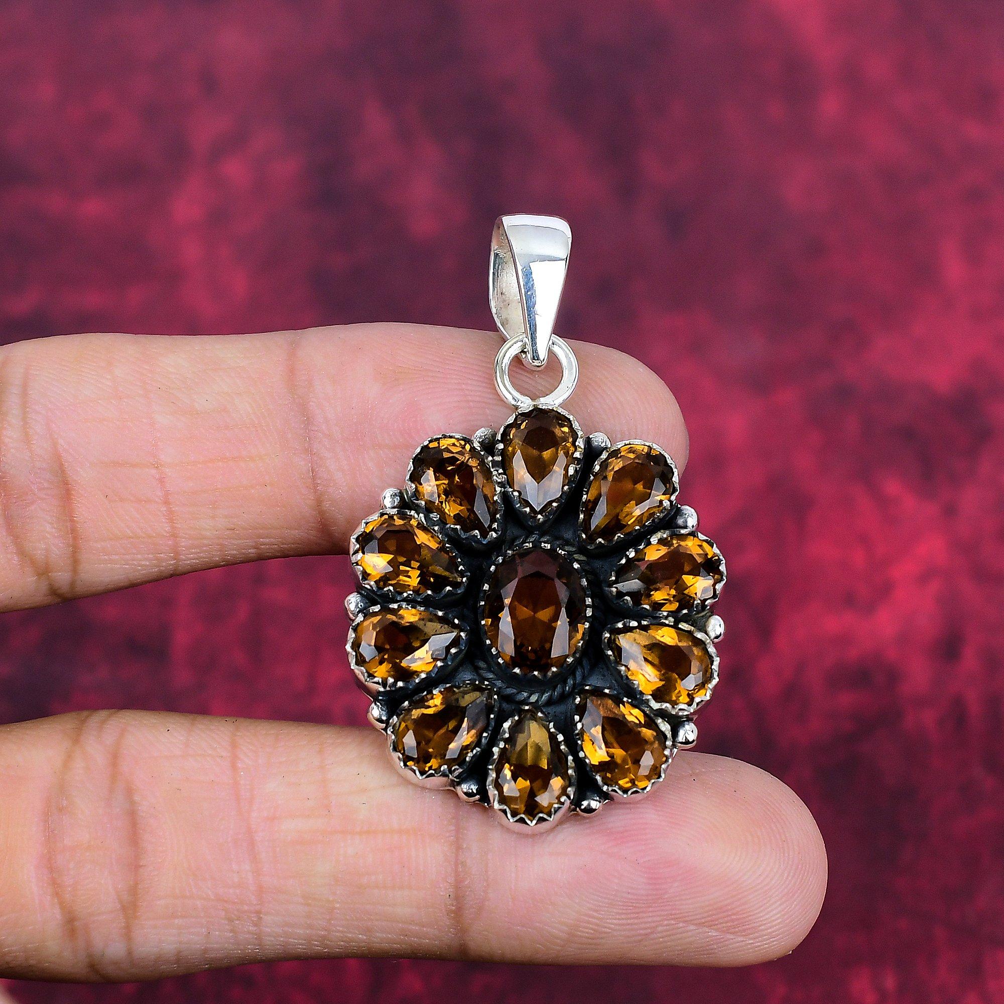 

Ювелирные изделия с дымчатым топазом, кулон из драгоценного камня ручной работы, кулон из стерлингового серебра 925 пробы, антикварные ювелирные изделия, для подарка на помолвку 1.96 Inches