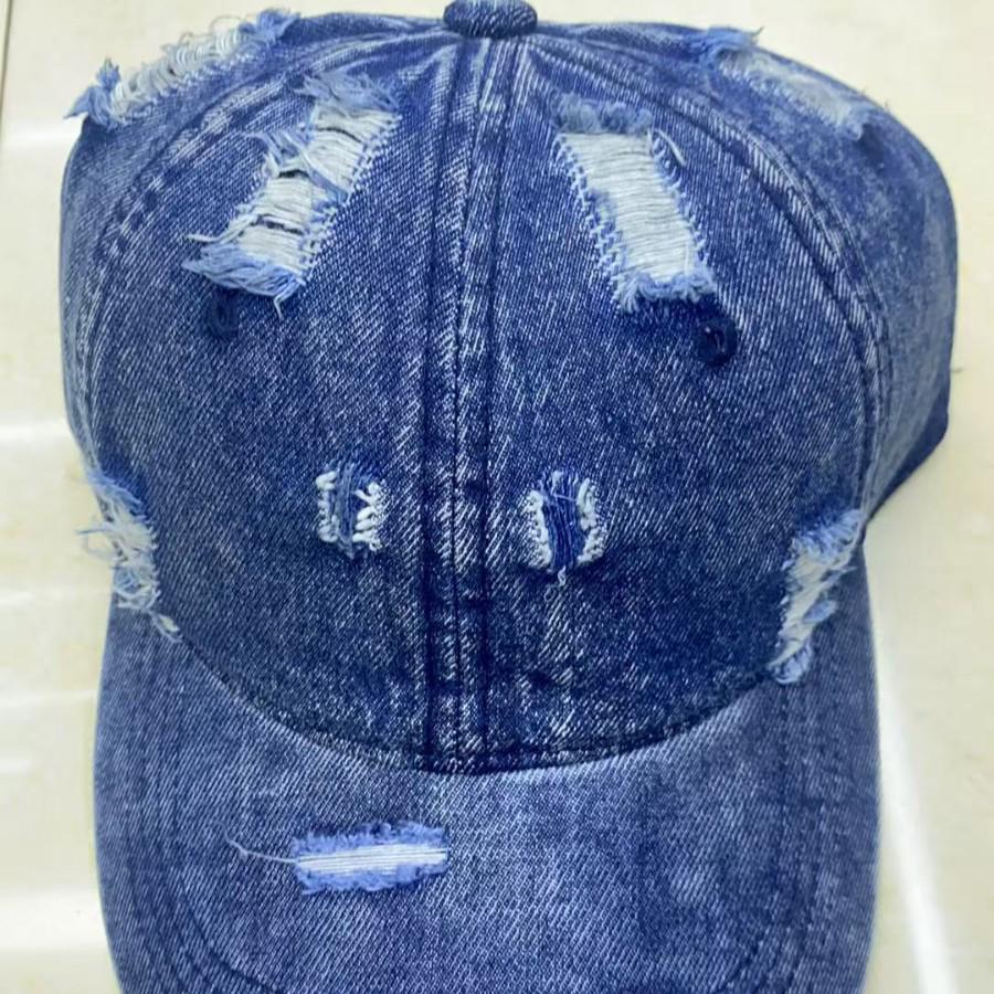 Unisex American Retro Distressed Denim Baseball Cap – Spring/Summer 2025