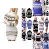 Elegant Christmas Woman Turtleneck Sweater Dress With Festive Snowflake Pattern