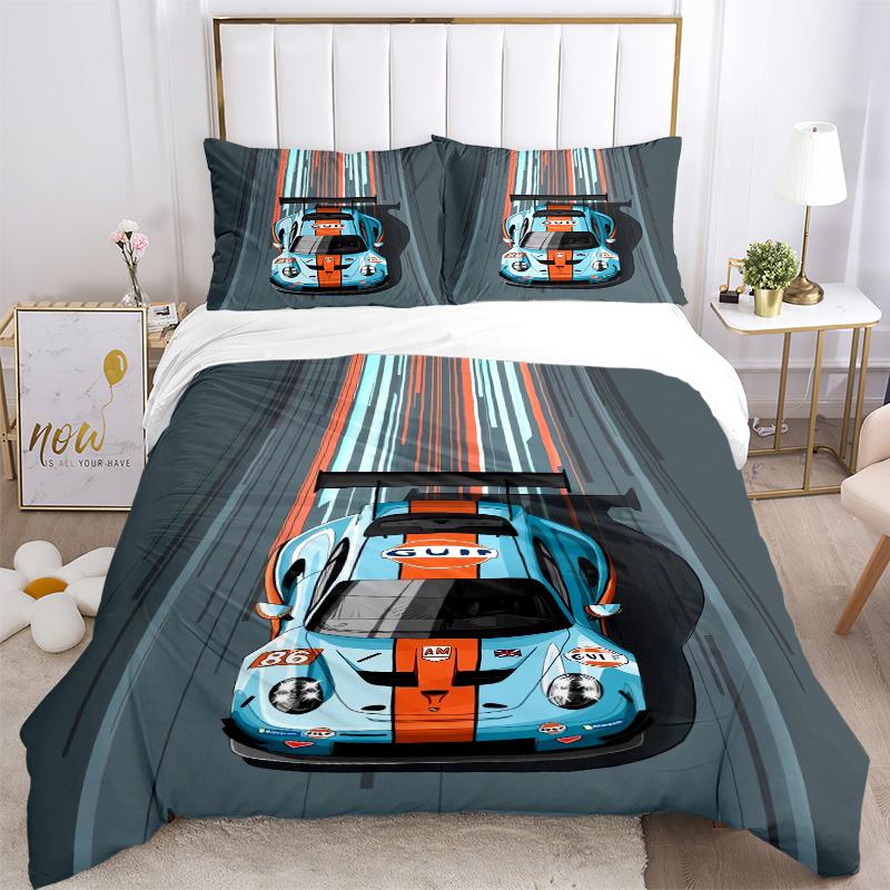 Car Bedding 3 Piece Set HD Print Duvet Cover Pillowcases for Teens Adult Bedroom Decoration Christmas Gift