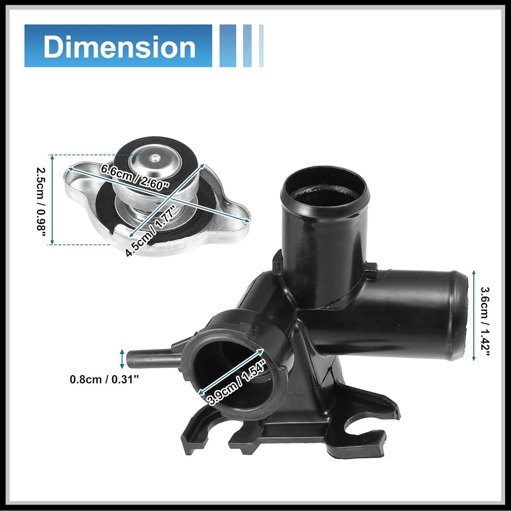 Kühler-Einfüllstutzen mit vollständig dichtem Verschluss als Ersatzteil für Hyundai Elantra 11-16 für Kia Forte 14-18, Nr. 25329-3X600/25330-1P000 Kunststoff Schwarz