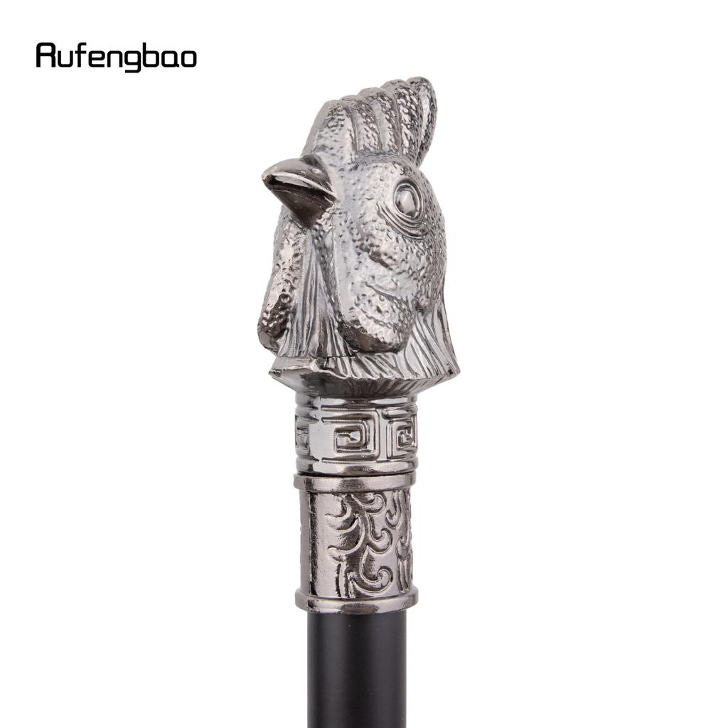 Silver Chicken Rooster Head Animal Fashion Walking Stick Decorative Cospaly Vintage Party Fashionable Walking Cane Crosier 93cm