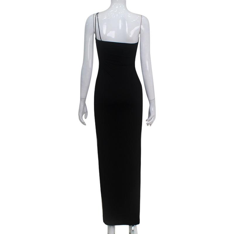Women's clothing French European and American sexy three-dimensional flower pleated temperament elegant pure hip suspender dress