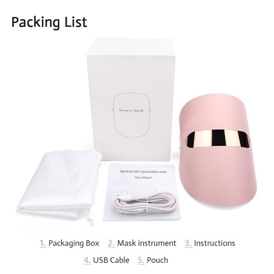 Face Mask Light Therapy 3 Color Settings   Anti Aging Red light  Skin Rejuvenation Wrinkle Reduction Soft Lightweight  Portable Plug In Model
