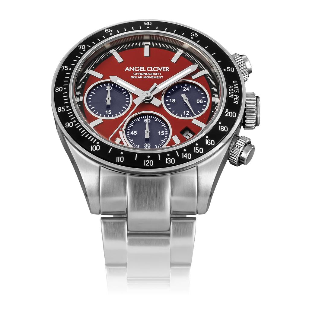AngelClover Timecraft Solar Solar 10 ATM Water Mineral Red Watch, Battery, Resistance, Glass, Dial, TCS40SRE, Men's [Authentic]