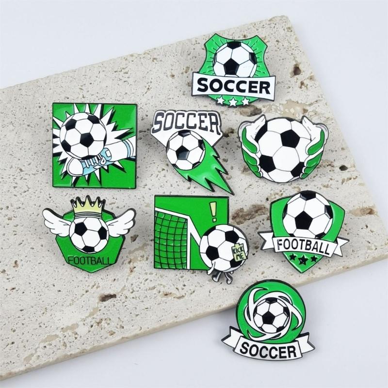 8PCS Elegant Soccer Themed Brooches Zinc Alloy Safety Corsage Pin Souvenir Perfect For Gifting And Event