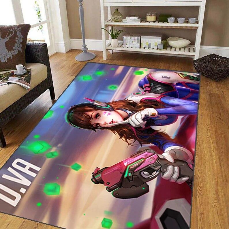 Overwatch Carpet for Living Room,Soft Flannel Rug for Bedroom ,Anti-Slip  BATHROOM Mat,  Baby Play Mat, Anime Rug  Decoracion