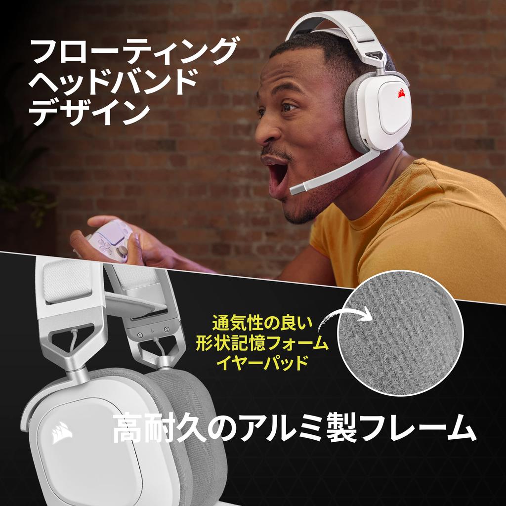 CORSAIR HS80 RGB WIRELESS White Wireless Premium Gaming Headset for with Dolby Atmos PC/PS4/PS5 (CA-9011236-AP)