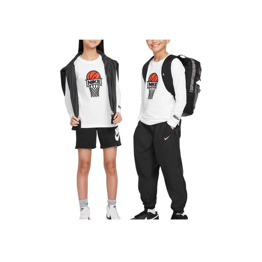 Nike Sportswear Breathable Soft Simple Long Sleeve T-Shirt Kids Tops White FZ5196-100