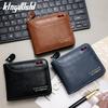 Schoolbag Popular Oil Wax Leather Splicing Men's Short Wallet, Multi-card Position Chain Hinge Change Bag Wallet Wholesale