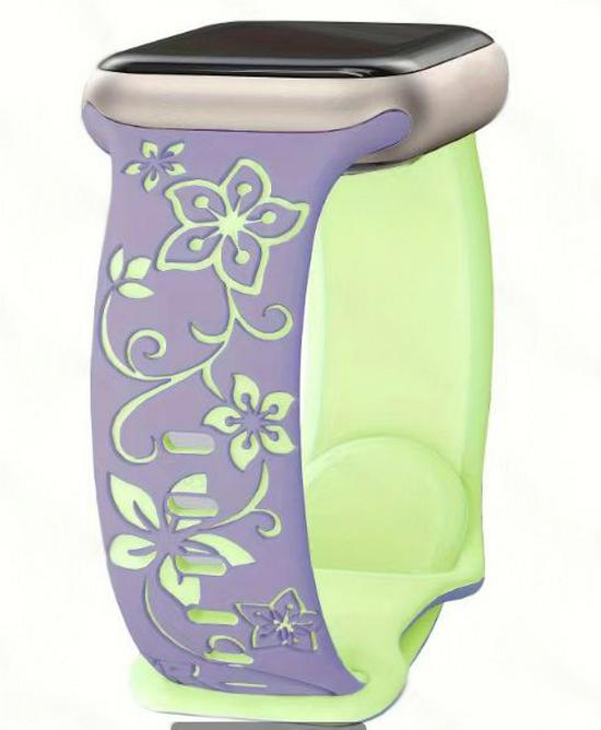Compatible Apple Floral Engraved Silicone Watch Band for iWatch