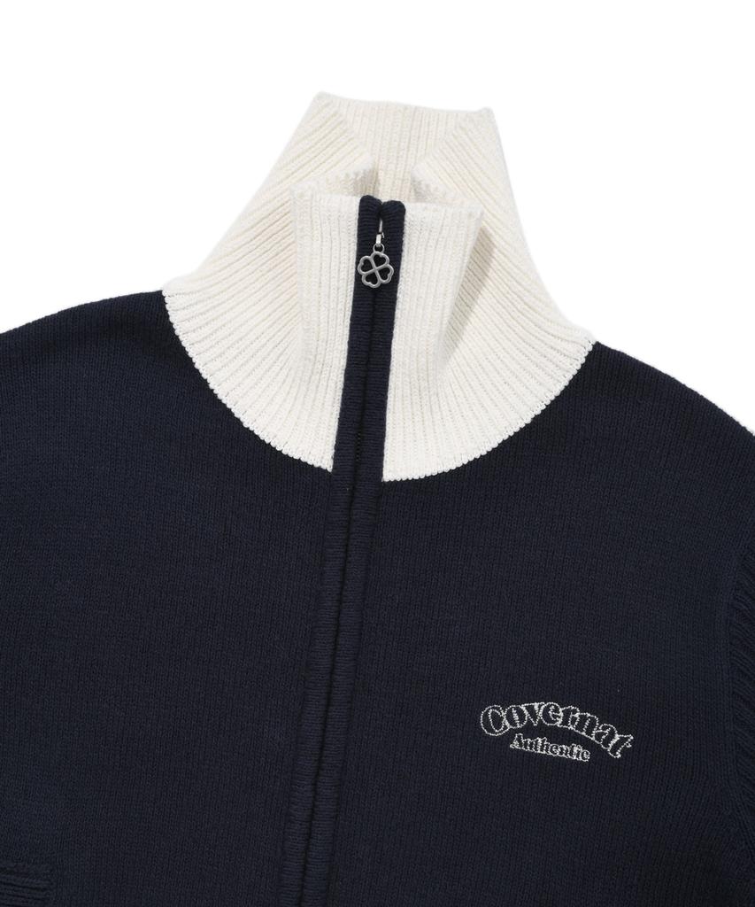 COVERNAT WOMAN High-Neck Zip-Up Knit Navy