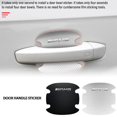 4PCS Car Door Handle Protection Sticker Emblem For AMG C500 C200 C300 A B C E GLA CLA GLK GL ML GLE W204 W205 W203 W211 W212 W213