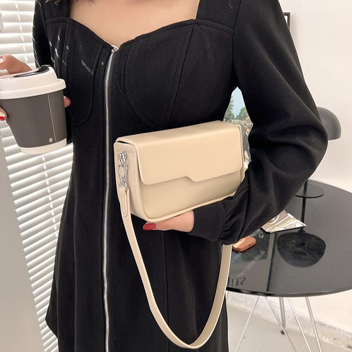 2024 Women's Korean Retro Small Square Crossbody Bag - Versatile Solid Color, Casual Single Shoulder Style