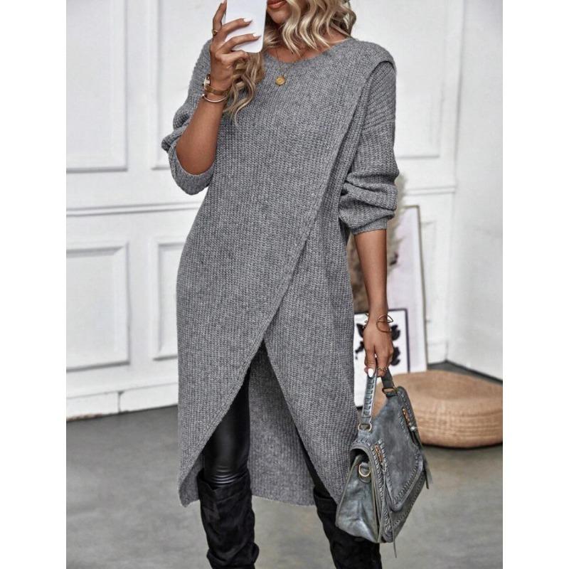 Damemote Uformelt Høst Vinter Ensfarget Print Langermet O-hals gensere