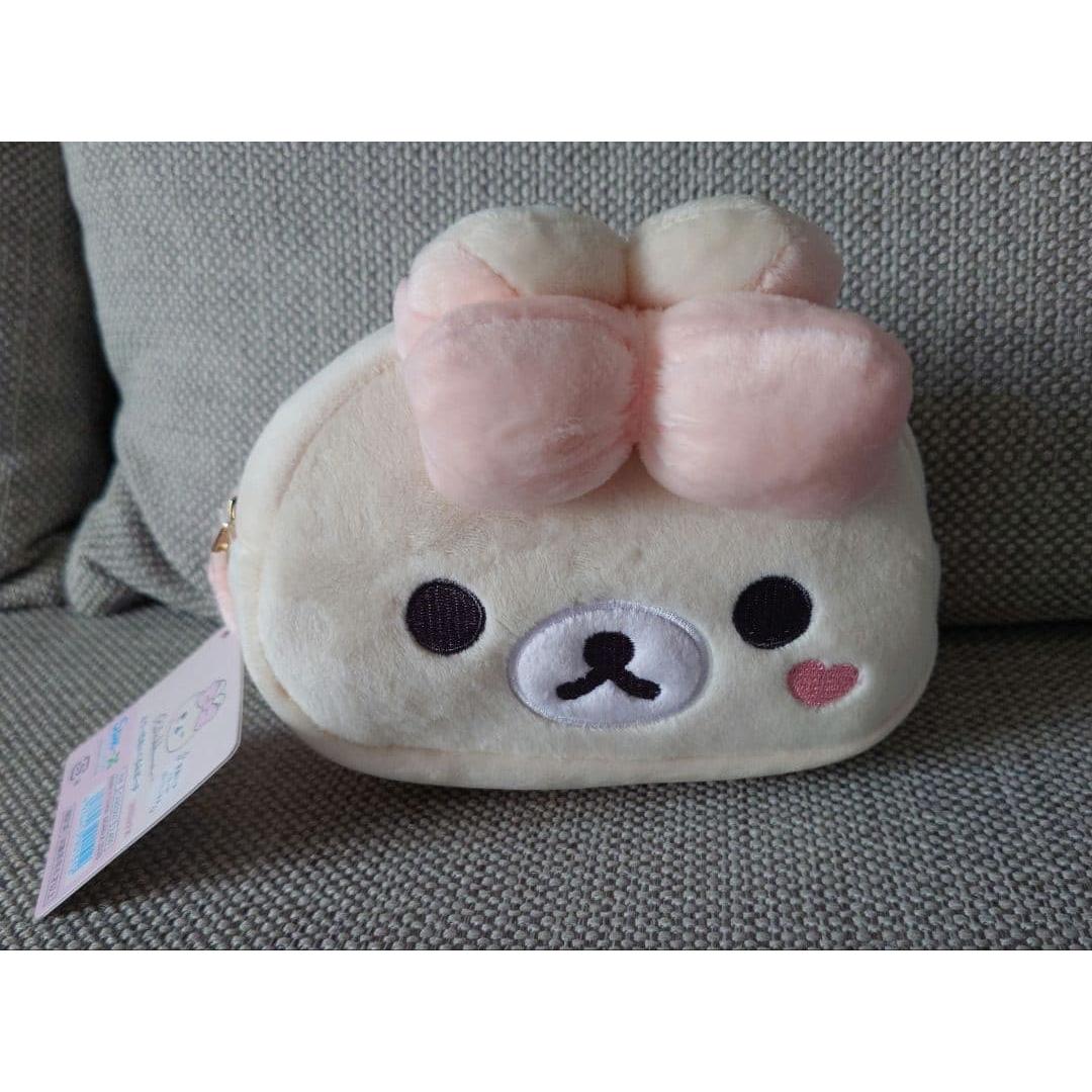 Korilakkuma stuffed toy pouch with mirror