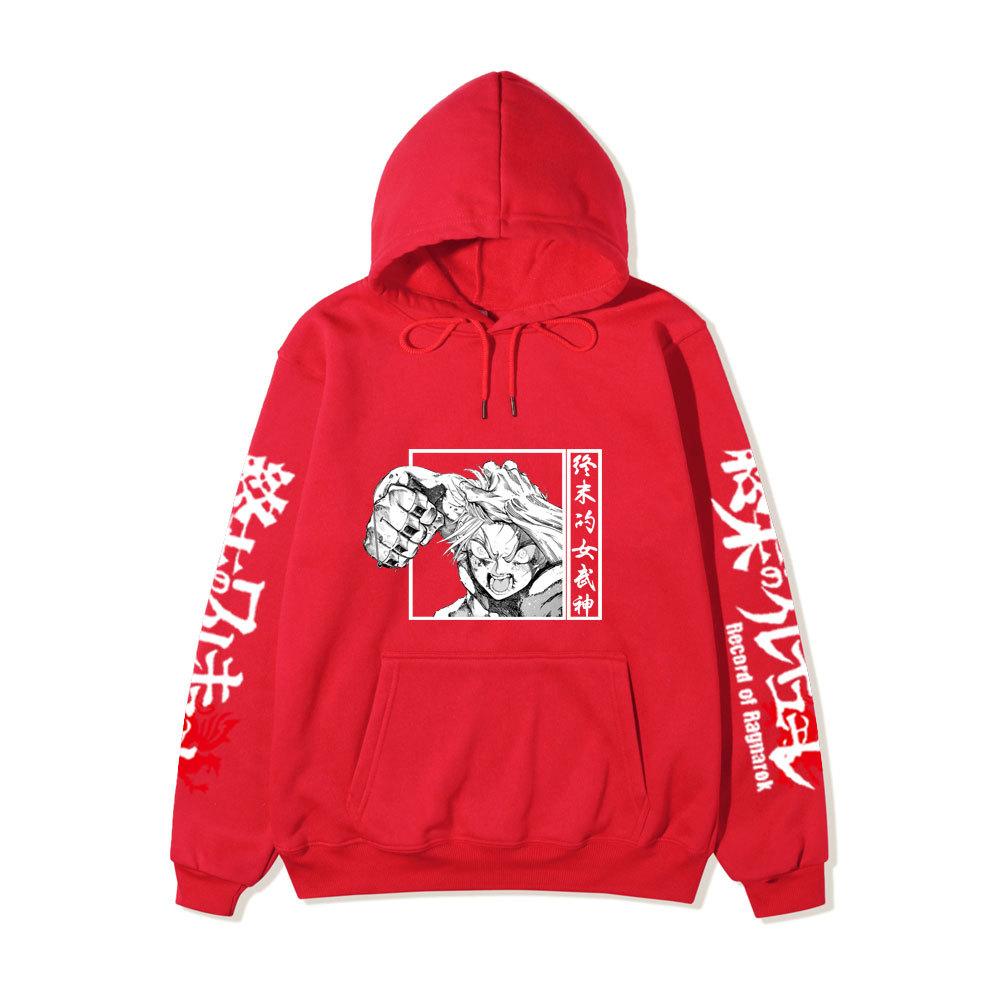 Record of Ragnarok Thor Manga Hoodie Vertikaler Japanischer Chinesischer Text Drachenprint Anime Pullover Sweatshirt