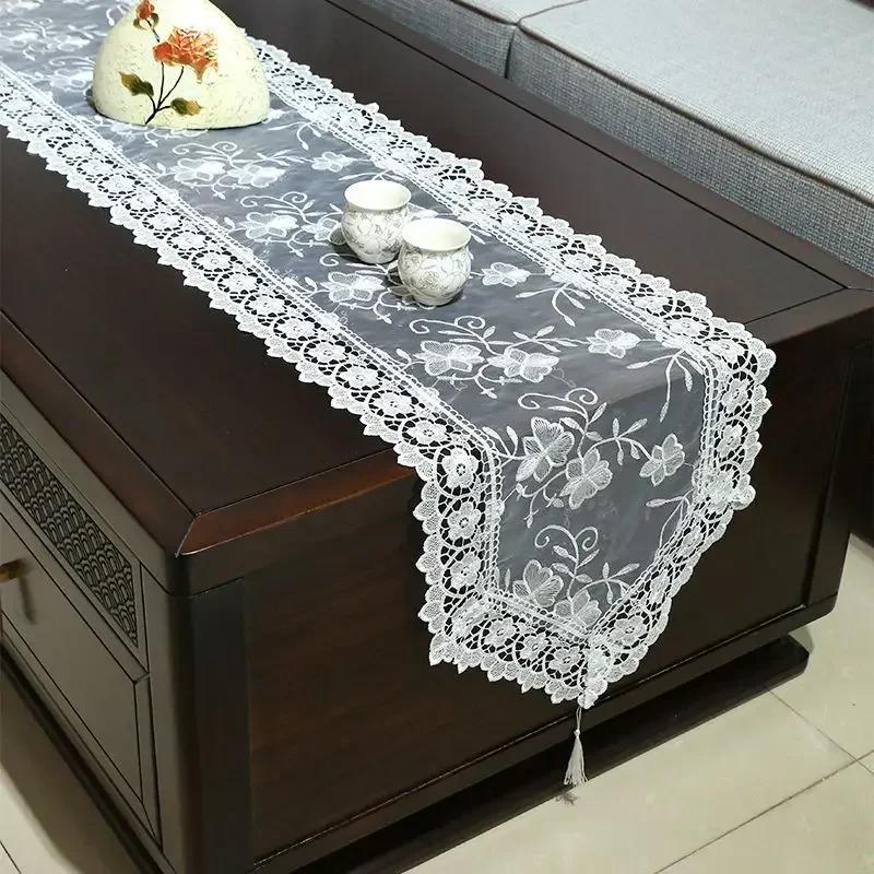 European Lace Table Flag American Dining Table Cover Long Rectangle Tablecloth Dustproof Coffee Tea Tables Towel TV Tablecloth 140x100cm