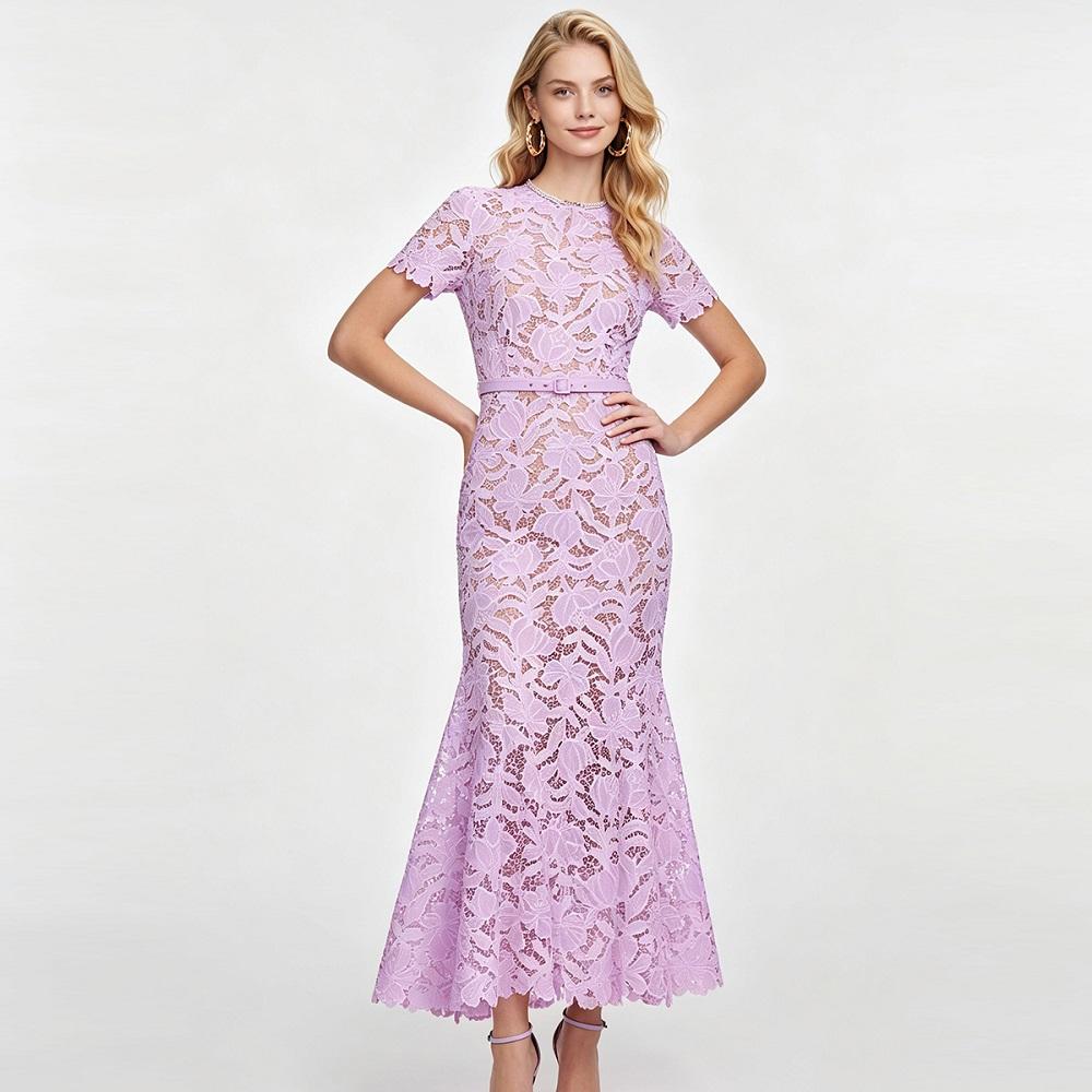 Korte mouw Plus size kant vintage bloemen nieuw in jurken voor vrouwen casual lange zomerjurk