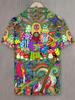 Herren Sommer Casual Hemd mit Psychedelic Rock Print Hawaiianischer Stil Kurzarmhemd Geeignet für Urlaub, Strand, Party, Übergröße